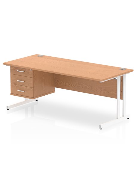 Dynamic Impulse 1800 x 800mm Straight Office Desk Oak Top Cantilever 1 x 3 Drawer Fixed Pedestal MI002672 - pic 74700 | FastDaddyshop