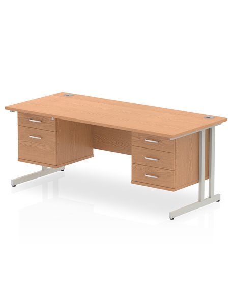 Dynamic Impulse 1800 x 800mm Straight Office Desk Oak Top Cantilever 1 x 2 Drawer 1 x 3 Drawer Fixed Pedestal MI002692 - pic 74712 | FastDaddyshop
