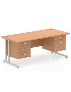 Dynamic Impulse 1800 x 800mm Straight Office Desk Oak Top Cantilever 1 x 2 Drawer 1 x 3 Drawer Fixed Pedestal MI002692 2
