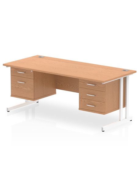 Dynamic Impulse 1600 x 800mm Straight Office Desk Oak Top Cantilever 1 x 2 Drawer 1 x 3 Drawer Fixed Pedestal MI002695 - pic 74714 | FastDaddyshop