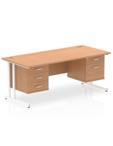 Dynamic Impulse 1600 x 800mm Straight Office Desk Oak Top Cantilever 1 x 2 Drawer 1 x 3 Drawer Fixed Pedestal MI002695