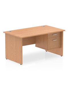 Dynamic Impulse 1400 x 800mm Straight Office Desk Oak Top Panel End 1 x 2 Drawer Fixed Pedestal MI002703 2