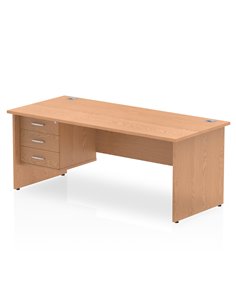 Dynamic Impulse 1800 x 800mm Straight Office Desk Oak Top Panel End 1 x 3 Drawer Fixed Pedestal MI002709