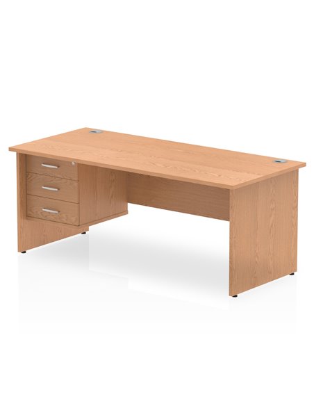Dynamic Impulse 1800 x 800mm Straight Office Desk Oak Top Panel End 1 x 3 Drawer Fixed Pedestal MI002709 - pic 74732 | FastDaddyshop