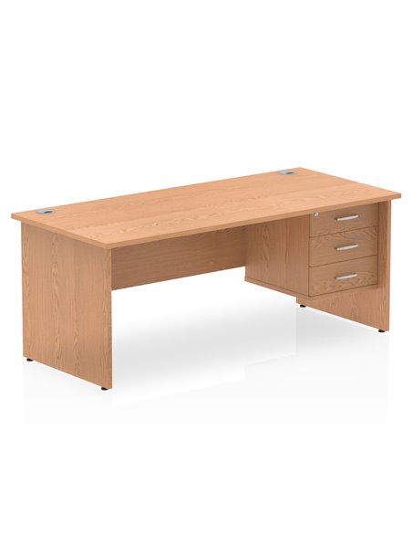 Dynamic Impulse 1800 x 800mm Straight Office Desk Oak Top Panel End 1 x 3 Drawer Fixed Pedestal MI002709 - pic 74733 | FastDaddyshop
