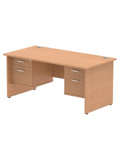 Dynamic Impulse 1600 x 800mm Straight Office Desk Oak Top Panel End 2 x 2 Drawer Fixed Pedestal MI002712