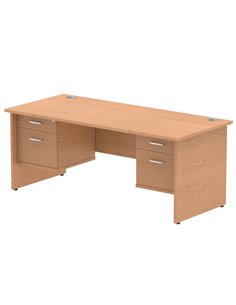 Dynamic Impulse 1800 x 800mm Straight Office Desk Oak Top Panel End 2 x 2 Drawer Fixed Pedestal MI002713