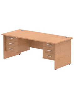 Dynamic Impulse 1800 x 800mm Straight Office Desk Oak Top Panel End 2 x 3 Drawer Fixed Pedestal MI002717