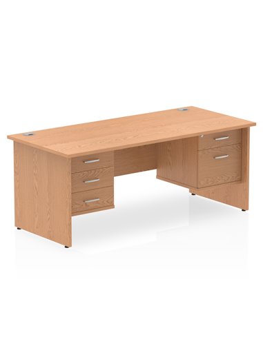 Dynamic Impulse 1600 x 800mm Straight Office Desk Oak Top Panel End 1 x 2 Drawer 1 x 3 Drawer Fixed Pedestal MI002720