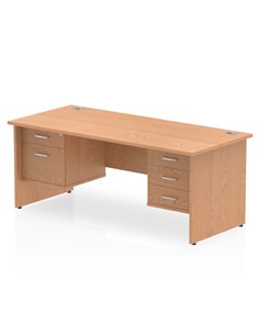 Dynamic Impulse 1800 x 800mm Straight Office Desk Oak Top Panel End 1 x 2 Drawer 1 x 3 Drawer Fixed Pedestal MI002721