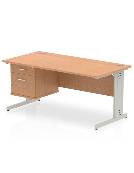 Dynamic Impulse 1600 x 800mm Straight Office Desk Oak Top Cable Managed 1 x 2 Drawer Fixed Pedestal MI002739 - pic 74746 | FastDaddyshop