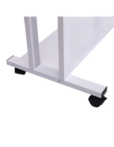HOMCOM Computer Desk Glass Table Workstation Laptop pc desk mobile  with wheels White