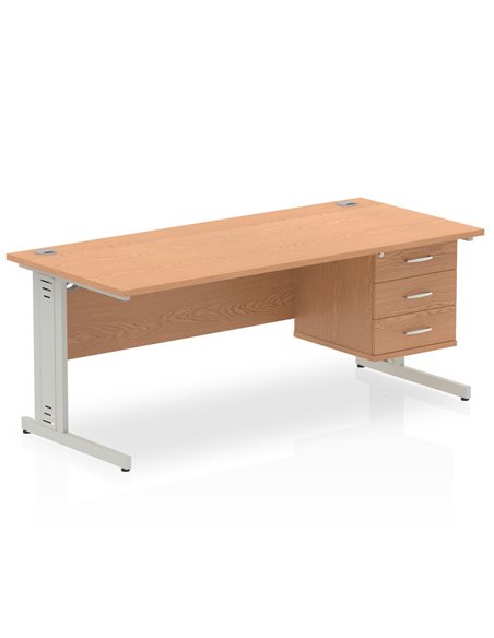 Dynamic Impulse 1800 x 800mm Straight Office Desk Oak Top Cable Managed 1 x 3 Drawer Fixed Pedestal MI002748 - pic 74765 | FastDaddyshop