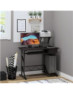 Homcom Computer Desk with Display Stand, Sliding Keyboard Tray Drawer and Host Box Shelf, Dark Brown 2