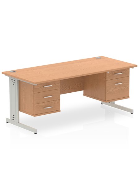 Dynamic Impulse 1600 x 800mm Straight Office Desk Oak Top Cable Managed 1 x 2 Drawer 1 x 3 Drawer Fixed Pedestal MI002771 - pic 74783 | FastDaddyshop
