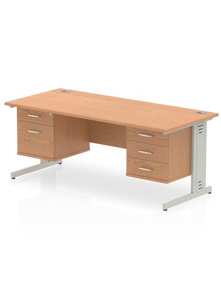 Dynamic Impulse 1800 x 800mm Straight Office Desk Oak Top Cable Managed 1 x 2 Drawer 1 x 3 Drawer Fixed Pedestal MI002772 - pic 74784 | FastDaddyshop