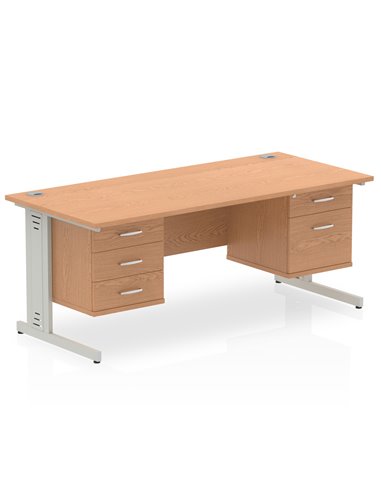 Dynamic Impulse 1800 x 800mm Straight Office Desk Oak Top Cable Managed 1 x 2 Drawer 1 x 3 Drawer Fixed Pedestal MI002772