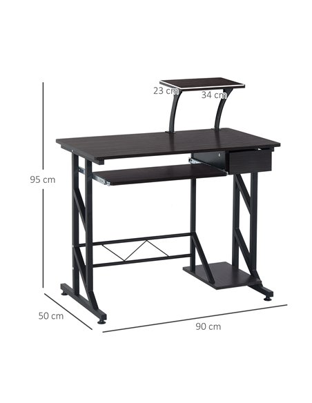HOMCOM Computer Desk with Display Stand, Executive Wooden PC Tray Table Home Office Storage Workstation - pic 7479 | FastDaddyshop