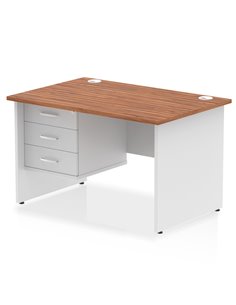 Dynamic Impulse 1200 x 800mm Straight Desk Walnut Top Panel End with 1 x 3 Drawer Fixed Pedestal TT000166