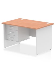Dynamic Impulse 1200 x 800mm Straight Desk Beech Top Panel End with 1 x 3 Drawer Fixed Pedestal TT000168