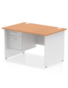 Dynamic Impulse 1200 x 800mm Straight Desk Oak Top Panel End with 1 x 2 Drawer Fixed Pedestal TT000169