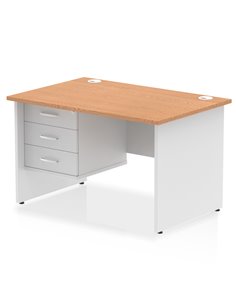 Dynamic Impulse 1200 x 800mm Straight Desk Oak Top Panel End with 1 x 3 Drawer Fixed Pedestal TT000170