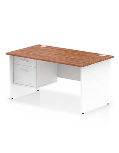 Dynamic Impulse 1400 x 800mm Straight Office Desk Walnut Top Panel End with 1 x 2 Drawer Fixed Pedestal TT000171