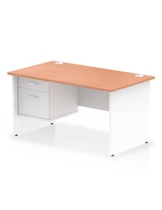 Dynamic Impulse 1400 x 800mm Straight Office Desk Beech Top Panel End with 1 x 2 Drawer Fixed Pedestal TT000173