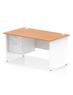 Dynamic Impulse 1400 x 800mm Straight Office Desk Oak Top Panel End with 1 x 2 Drawer Fixed Pedestal TT000175