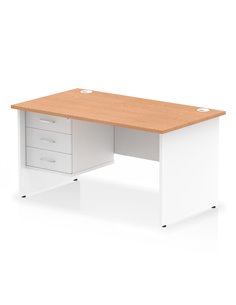 Dynamic Impulse 1400 x 800mm Straight Office Desk Oak Top Panel End with 1 x 3 Drawer Fixed Pedestal TT000176