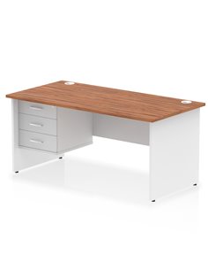 Dynamic Impulse 1600 x 800mm Straight Desk Walnut Top Panel End with 1 x 3 Drawer Fixed Pedestal TT000178