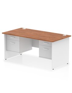 Dynamic Impulse 1600 x 800mm Straight Desk Walnut Top Panel End with 2 x 2 Drawer Fixed Pedestal TT000179
