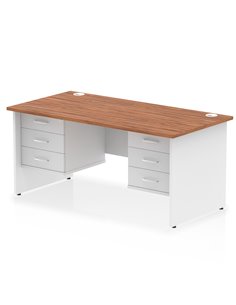 Dynamic Impulse 1600 x 800mm Straight Desk Walnut Top Panel End with 2 x 3 Drawer Fixed Pedestal TT000180