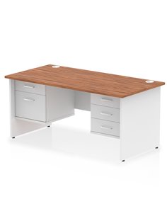 Dynamic Impulse 1600 x 800mm Straight Desk Walnut Top Panel End with 1 x 2 Drawer and 1 x 3 Drawer Fixed Pedestal TT000181