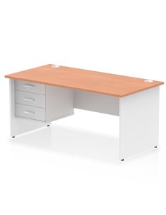 Dynamic Impulse 1600 x 800mm Straight Desk Beech Top Panel End with 1 x 3 Drawer Fixed Pedestal TT000183