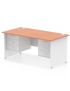 Dynamic Impulse 1600 x 800mm Straight Desk Beech Top Panel End with 2 x 3 Drawer Fixed Pedestal TT000185