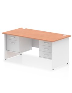 Dynamic Impulse 1600 x 800mm Straight Desk Beech Top Panel End with 1 x 2 Drawer and 1 x 3 Drawer Fixed Pedestal TT000186
