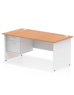 Dynamic Impulse 1600 x 800mm Straight Desk Oak Top Panel End with 1 x 2 Drawer Fixed Pedestal TT000187