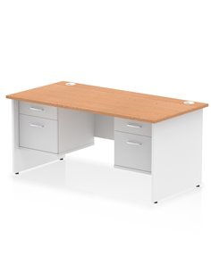Dynamic Impulse 1600 x 800mm Straight Desk Oak Top Panel End with 2 x 2 Drawer Fixed Pedestal TT000189