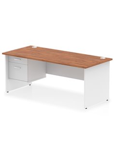 Dynamic Impulse 1800 x 800mm Straight Desk Walnut Top Panel End with 1 x 2 Drawer Fixed Pedestal TT000192