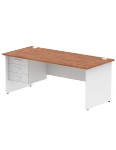 Dynamic Impulse 1800 x 800mm Straight Desk Walnut Top Panel End with 1 x 3 Drawer Fixed Pedestal TT000193