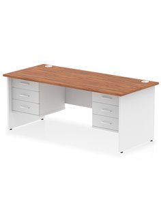 Dynamic Impulse 1800 x 800mm Straight Desk Walnut Top Panel End with 2 x 3 Drawer Fixed Pedestal TT000195