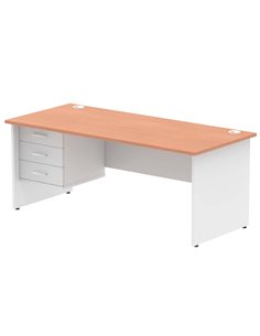 Dynamic Impulse 1800 x 800mm Straight Desk Beech Top Panel End with 1 x 3 Drawer Fixed Pedestal TT000198