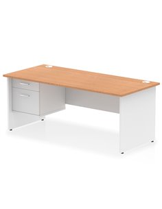 Dynamic Impulse 1800 x 800mm Straight Desk Oak Top Panel End with 1 x 2 Drawer Fixed Pedestal TT000202