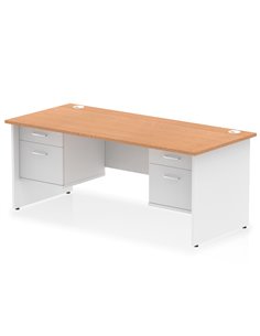 Dynamic Impulse 1800 x 800mm Straight Desk Oak Top Panel End with 2 x 2 Drawer Fixed Pedestal TT000204