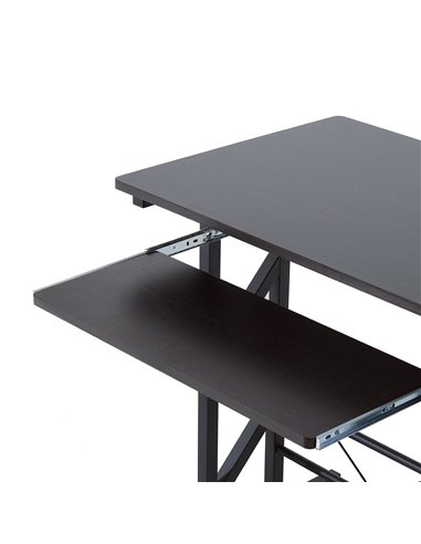 HOMCOM Computer Desk with Display Stand, Executive Wooden PC Tray Table Home Office Storage Workstation
