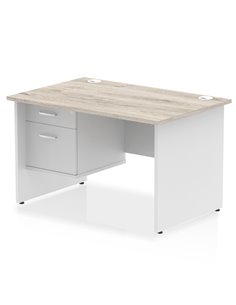Dynamic Impulse 1200 x 800mm Straight Desk Grey Oak Top Panel End with 1 x 2 Drawer Fixed Pedestal TT000207