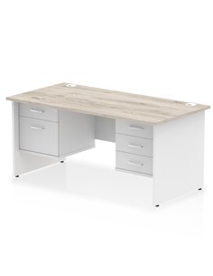 Dynamic Impulse 1600 x 800mm Straight Desk Grey Oak Top Panel End with 1 x 2 Drawer and 1 x 3 Drawer Fixed Pedestal TT000213