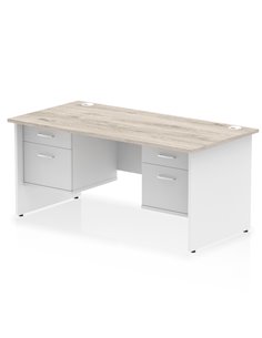Dynamic Impulse 1600 x 800mm Straight Desk Grey Oak Top Panel End with 2 x 2 Drawer Fixed Pedestal TT000214