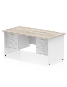 Dynamic Impulse 1600 x 800mm Straight Desk Grey Oak Top Panel End with 2 x 3 Drawer Fixed Pedestal TT000215